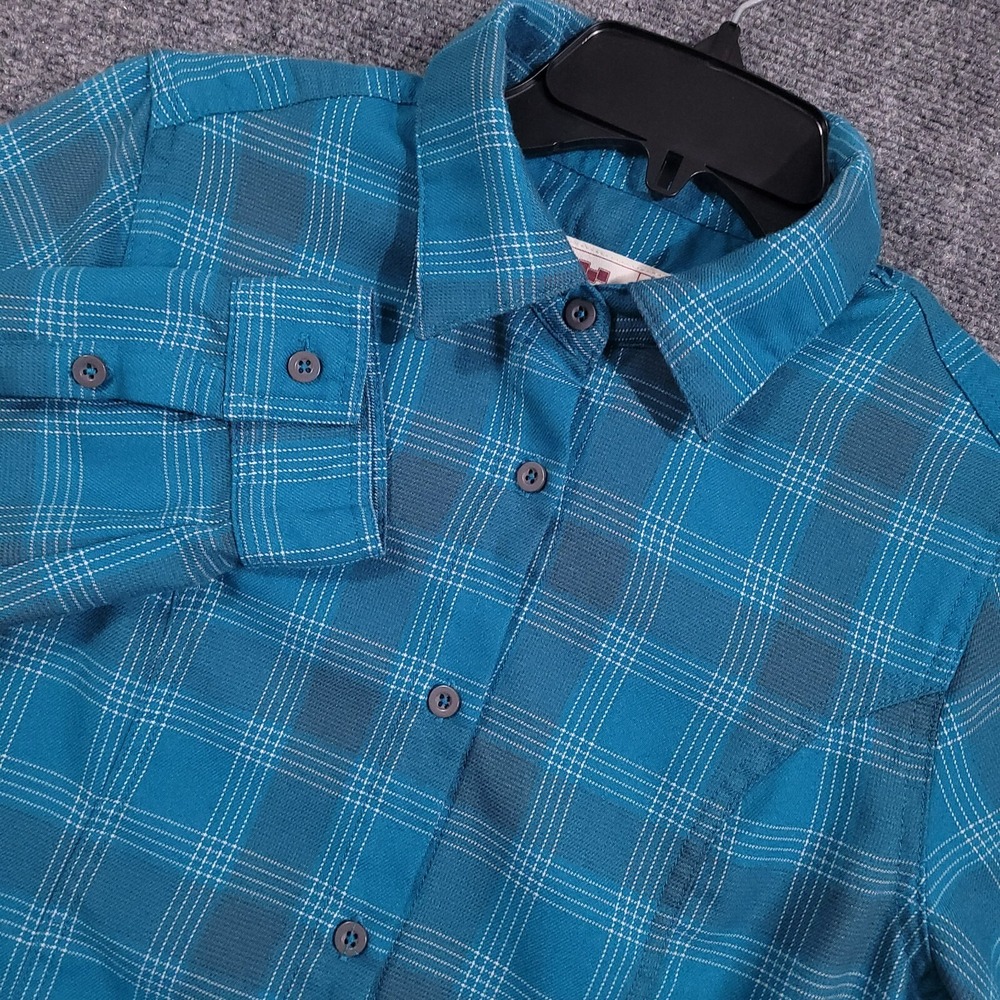 FourSquare‎ Shirt Mens Medium Turquise Blue Plaid Flannel Classic Outdoor